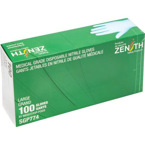 Gants jetables de calibre médical résistants à la perforation en nitrile, 4,5 mils, sans poudre, bleu, Classe 2