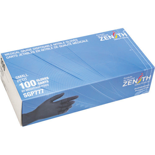 Gants jetables de calibre médical résistants à la perforation en nitrile sans poudre, 5 mils, Classe 2