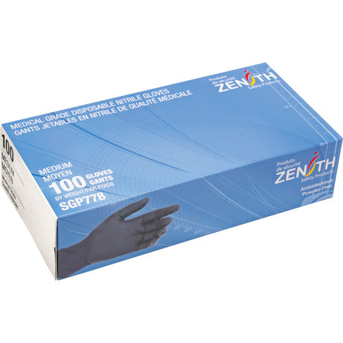 Gants jetables de calibre médical résistants à la perforation en nitrile sans poudre, 5 mils, Classe 2