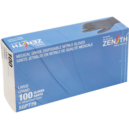 Gants jetables de calibre médical résistants à la perforation en nitrile sans poudre, 5 mils, Classe 2