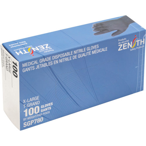 Gants jetables de calibre médical résistants à la perforation en nitrile sans poudre, 5 mils, Classe 2