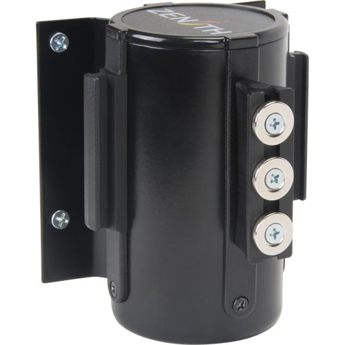 Wall Mounted Magnetic Tape Barrier, Steel, Screw Mount, 12', Black Tape - SGQ998