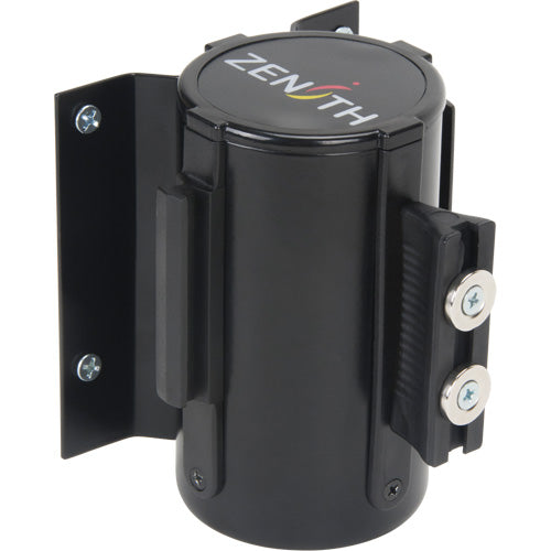 Wall Mounted Magnetic Tape Barrier, Steel, Screw Mount, 7', Black Tape - SGQ994
