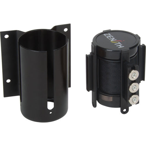 Wall Mounted Magnetic Tape Barrier, Steel, Screw Mount, 12', Black Tape - SGQ998