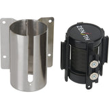 Wall Mounted Magnetic Tape Barrier, Steel, Screw Mount, 7', Black Tape - SGR018