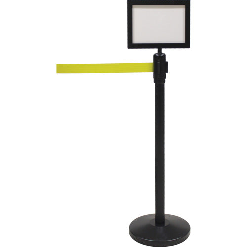 Crowd Control Barrier Post Sign Frame, Black - SGU786