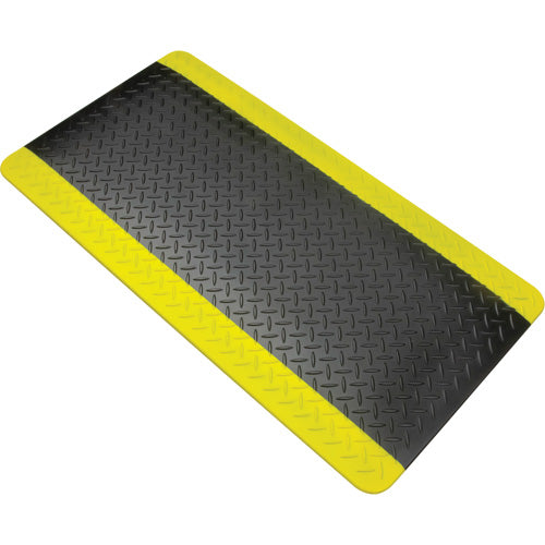 Anti-Fatigue Mat, Diamond, 1-2/3' x 3-1/4' x 3/4", Black/Yellow, Polyurethane - SGW898