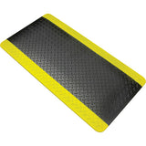 Anti-Fatigue Mat, Diamond, 1-2/3' x 3-1/4' x 3/4", Black/Yellow, Polyurethane - SGW898