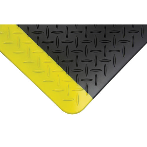 Anti-Fatigue Mat, Diamond, 1-2/3' x 3-1/4' x 3/4", Black/Yellow, Polyurethane - SGW898