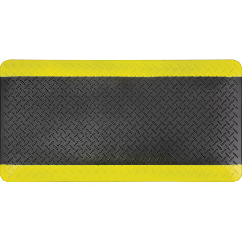 Anti-Fatigue Mat, Diamond, 1-2/3' x 3-1/4' x 3/4", Black/Yellow, Polyurethane - SGW898