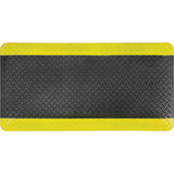 Anti-Fatigue Mat, Diamond, 1-2/3' x 3-1/4' x 3/4", Black/Yellow, Polyurethane - SGW898