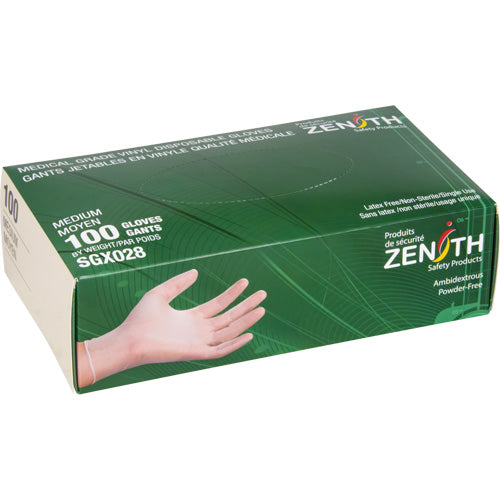 Gants jetables en vinyle 4,5 mils sans poudre transparent Classe 2