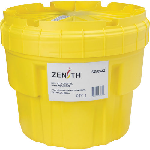 Trousse d'équipement de lutte contre les déversements, Huile seulement/Universel, Overpack, Absorbance de 20 gal. US - SGX532