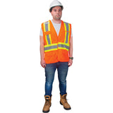 Veste d'arpenteur haute visibilité conforme à la CSA en polyester, orange haute visibilité