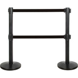 Double Belt Crowd Control Barrier, Steel, 35" H, Black Tape, 7' Tape Length - SHA662