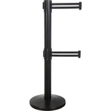 Barrière pour le contrôle des foules à courroie double, Acier, 35" h, Ruban Noir/Blanc, Longueur du ruban 7' - SHA663