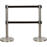 Double Belt Crowd Control Barrier, Steel, 35" H, Black Tape, 7' Tape Length - SHA664