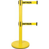 Double Belt Crowd Control Barrier, Steel, 35" H, Yellow Tape, 7' Tape Length - SHA667