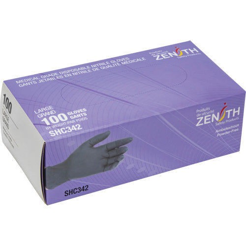 Disposable Medical Grade Nitrile Gloves, 6 mil, Powder-Free, Black, Class 2