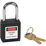Safety Lockout, Safety Padlock, Keyed Different, Thermoplastic, 1-1/2" Width - SHC361