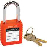Verrouillage pour les consignations, Cadenas de sécurité, Clés différentes, Thermoplastique, Largeur de 1-1/2" - SHC364