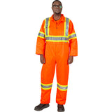 High-performance, high-visibility orange unlined safety coverall