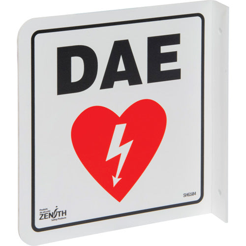 90° Projection Sign "DAE", 8" x 8", Plastic, French with Pictogram - SHG584