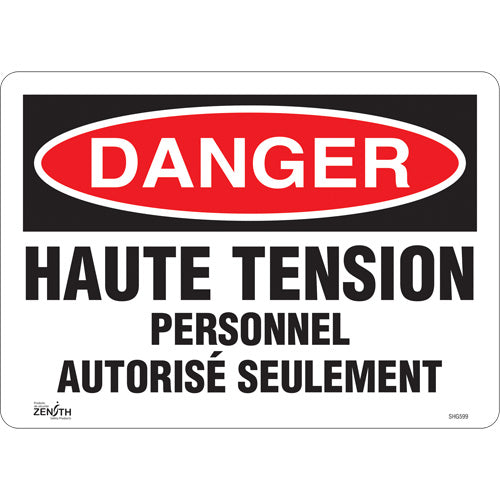 Enseigne « Haute tension », 10" x 14", Vinyle, Français - SHG599