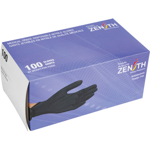 Gants d'examen de poids lourd à prise tactile, Nitrile, 8 mils, Sans poudre, Noir