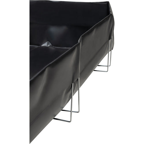 Wire-supported berm, 1077 US gal. capacity, 12' W x 16' L x 12" H, L-shaped bracket - SHK106