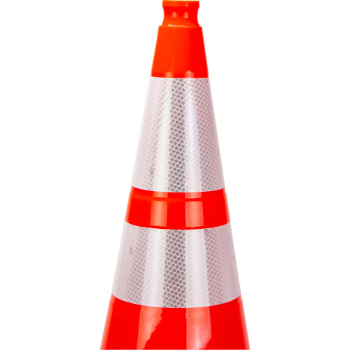 Cône de signalisation de première qualité, 28", Orange, Bande(s) réfléchissante(s) 4" & 6" - SHL474