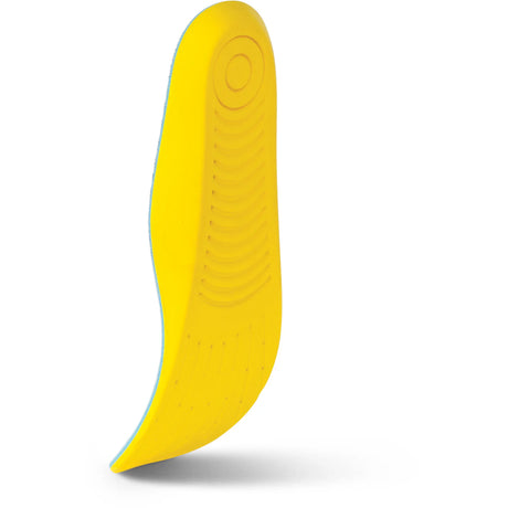 Semelle intérieure jaune en mousse vue de côté, avec arche de soutien
