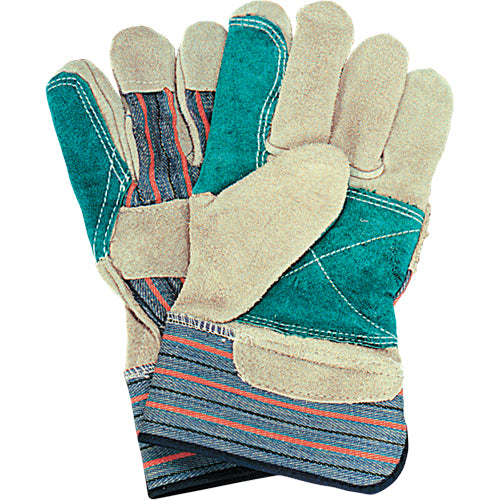 Fitter's Gloves with Double Palm, Large, Split Cowhide Palm, Cotton Lining - SM578
