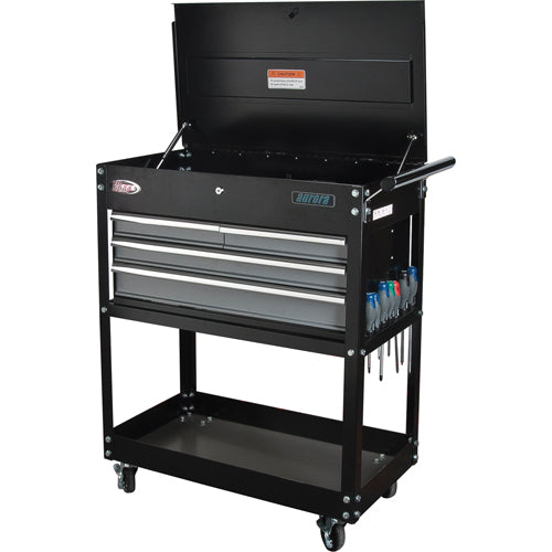 Utility Cart, 4 Drawers, 18" L x 33" W x 39" H, Black - TEP483
