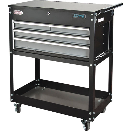 Utility Cart, 4 Drawers, 18" L x 33" W x 39" H, Black - TEP483