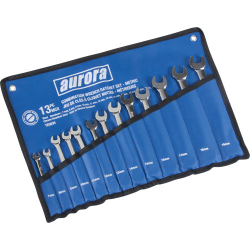 Fixed Head Ratcheting Wrench Set, Combination, 13 Pieces, Metric - TEQ835
