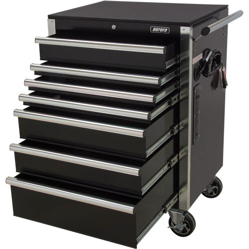 Heavy-Duty Tool Cart, 7 Drawers, 28" W x 22" D x 42-3/8" H, Black - TER069