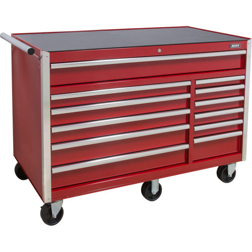Chariot à outils industriel, 12 tiroirs, 56" la x 24-1/2" p x 38-1/8" h, Rouge - TER103