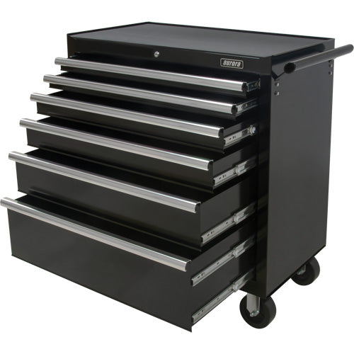 Industrial Tool Cart, 6 Drawers, 39" W x 20-4/5" D x 25-4/5" H, Black - TER217