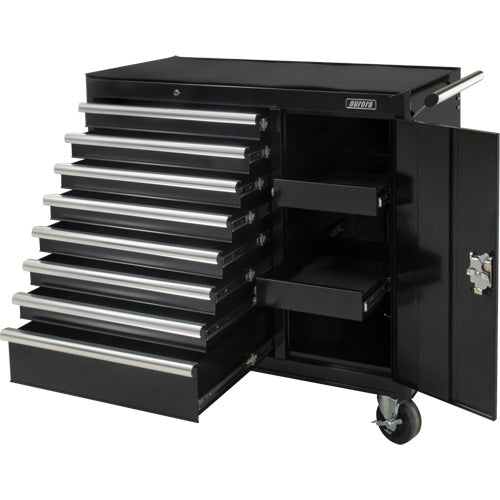 Industrial Tool Cart, 8 Drawers, 44-3/10" W x 21-1/10" D x 36-7/10" H, Black - TER218
