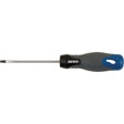 Tournevis à fente pour électricien avec tige ronde 1/8" et manche ergonomique gris et bleu.