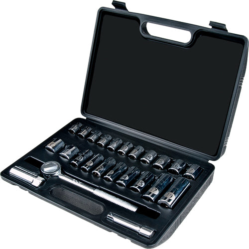 Metric Socket Set, 24 Pcs, 3/8" Drive, Deep - TLV358