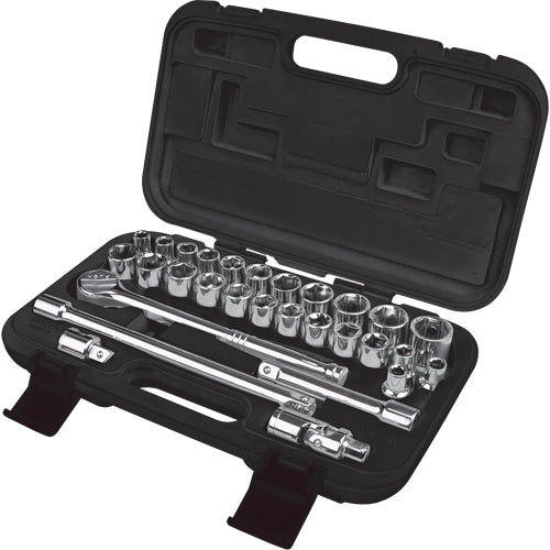 SAE/Metric Socket Set, 29 Pcs, 1/2" Drive - TLV359