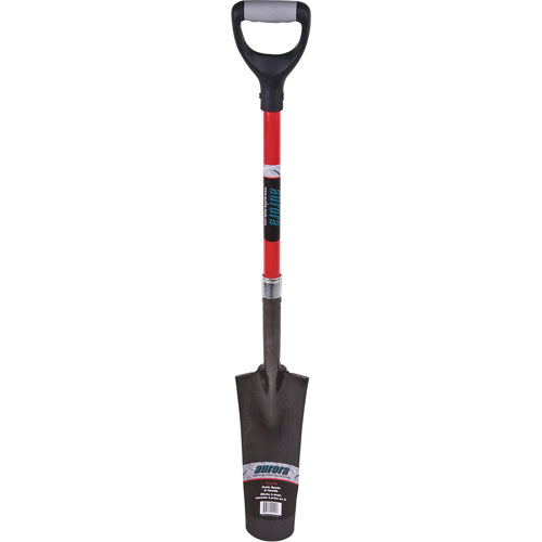 Pelles à drain robustes à dos creux, Acier au carbone, Lame 14" x 5-1/2", 29" lo, Manche Prise en D - TLZ470