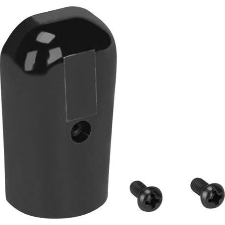Couvercle d'isolation noir en plastique lisse avec deux vis noires à tête cruciforme.