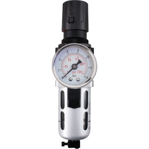 Modular Air Filter/Regulator (Gauge Included), 1/4" NPT, 145 PSI, 0.3 fl oz Capacity - TYY175