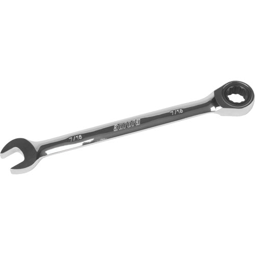 SAE 12-Point 7/16" Ratcheting Combination Wrench, Chrome Finish - UAD655