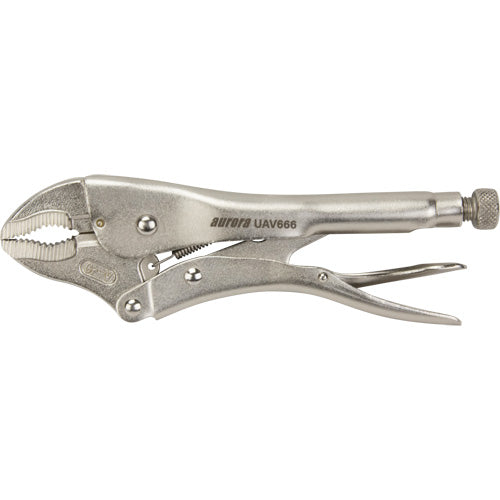Locking Pliers with Wire Cutters, 10" Length, Curved Jaw - UAV666