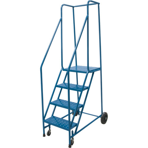 Escabeau roulant, 4 marches, Largeur de la marche 18", Hauteur de la plateforme 37", Acier - VD441