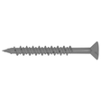 Gray concrete screw with countersunk head and dual thread, side view